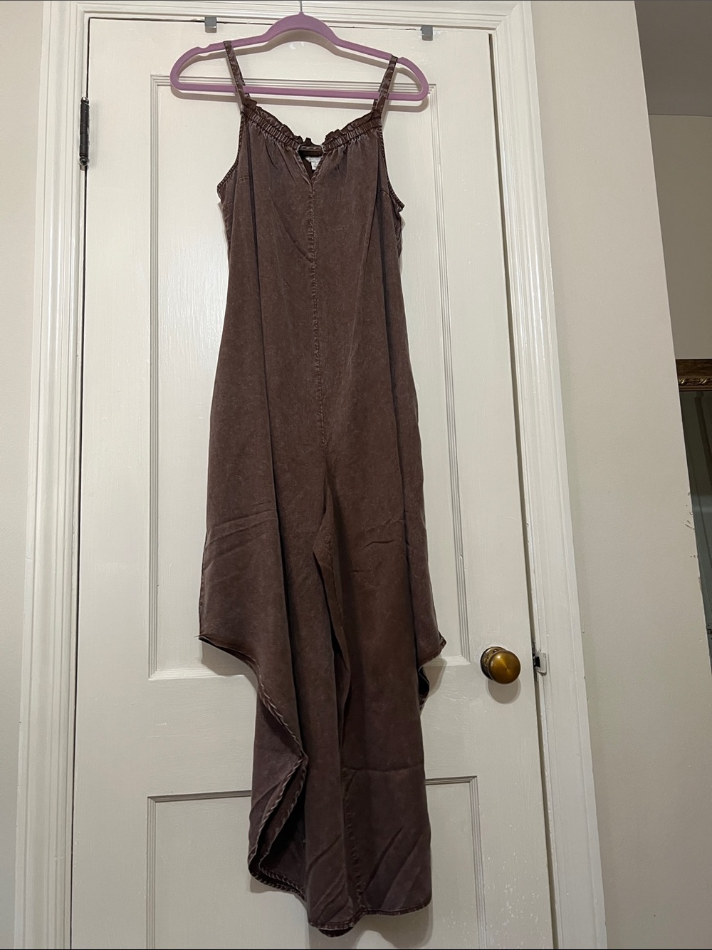 Cato Brown Wide-Leg Spaghetti Strap Jumpsuit